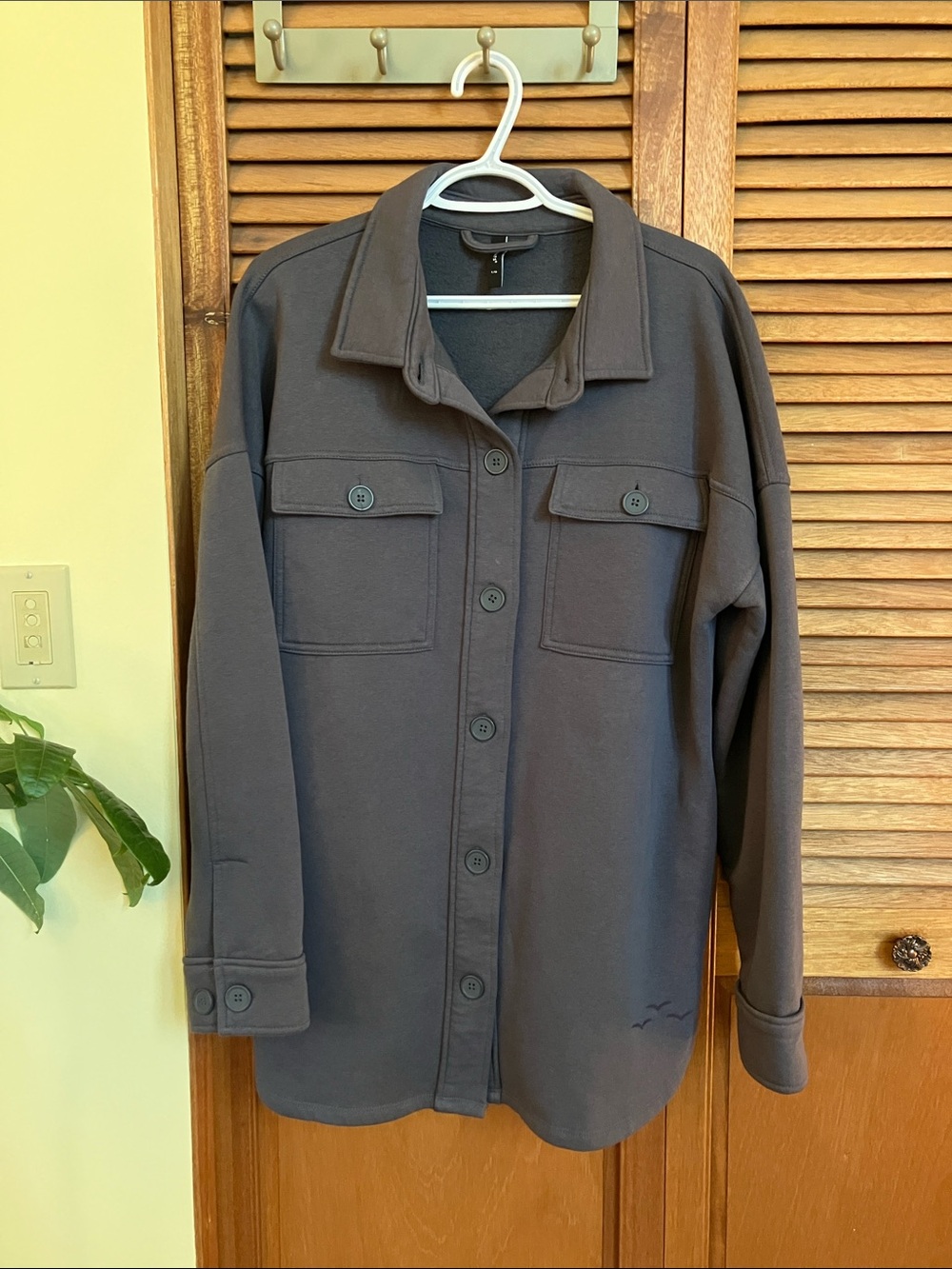 NWOT Lazypants Cotton Fleece Shacket - Size Large - Grey